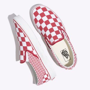 Vans Bayan Kaykay Ayakkabısı Mix Checker Slip-On Kırmızı/Beyaz | 42830-689